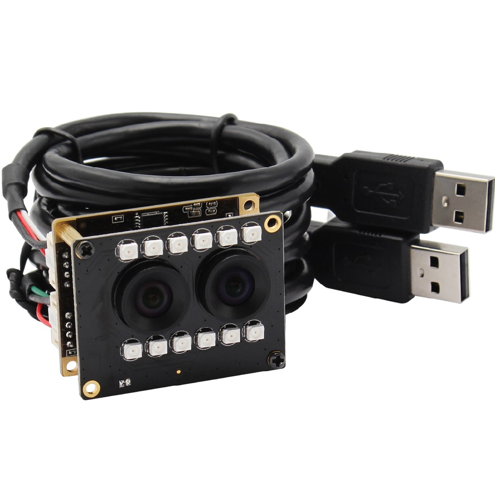 2MP WDR AR0230 Dual Lens Camera Module USB 2.0 for Face Recognition With IR LED Board - Click Image to Close